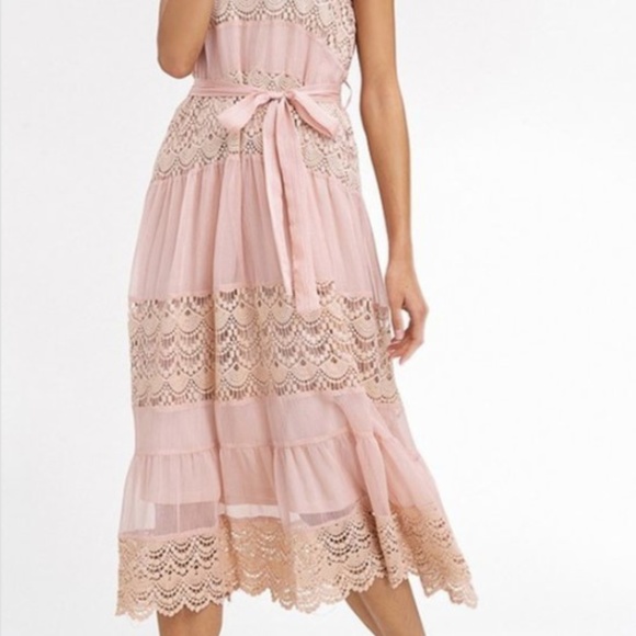 LAST ONE! Vintage Inspired Midi Dress - Blush - Picture 3 of 3